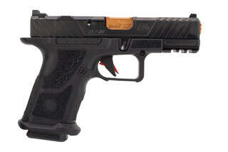 Zev Technologies OZ9c Hyper-Comp 9mm pistol features a ported barrel with a bronze finish